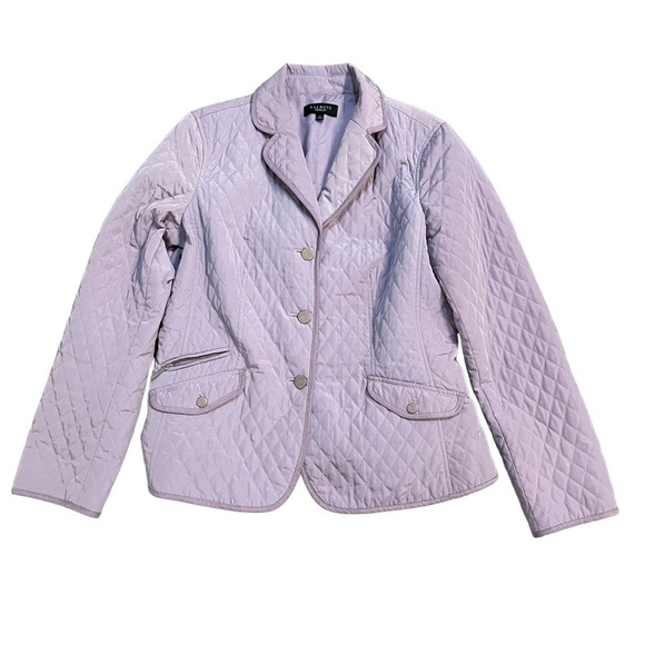 Talbots Lavender Quilted Jacket Barbour Alice Three Button Lilac Purple, Size 12 - Picture 1 of 10